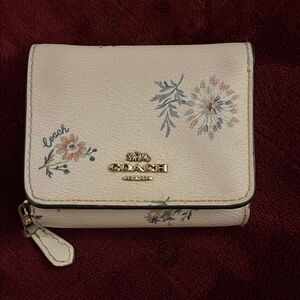 Coach Cream Wallet with Floral Accents